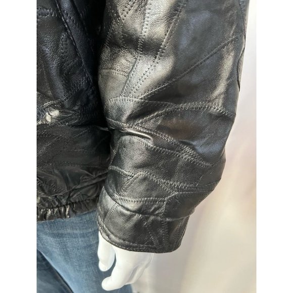 Vintage Maxam Mens Leather Jacket Black Grain Lambskin Zipped Pockets Collared L - Picture 4 of 12